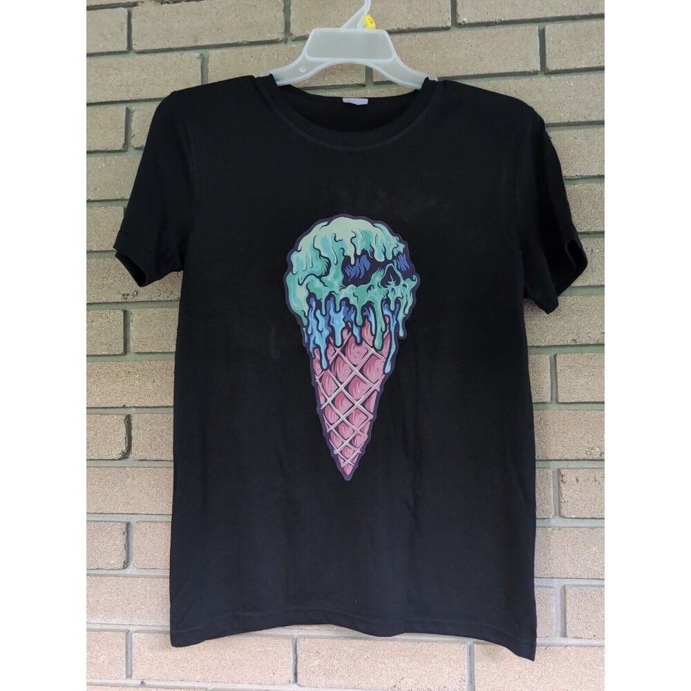 Melting Ice Cream - Cool Funny Black T-Shirt Size: Small